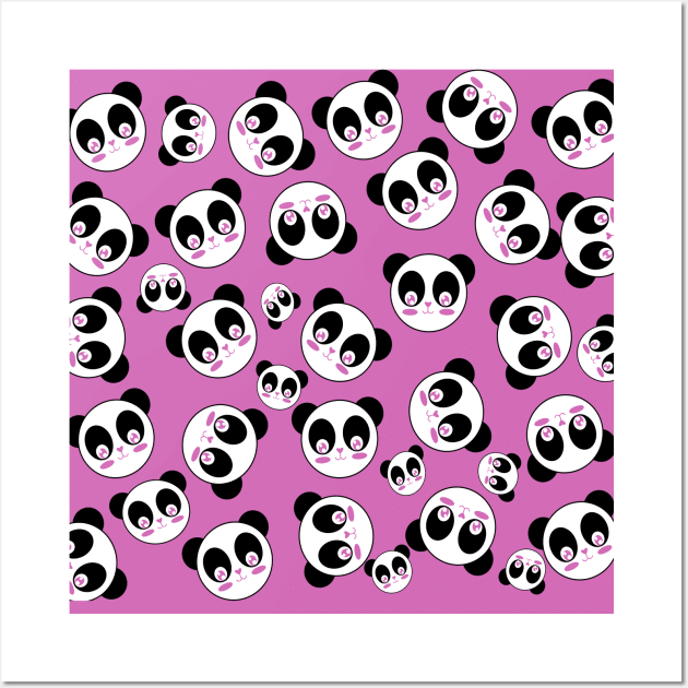 Kawaii Cute Panda Pattern Wall Art by TintedRed